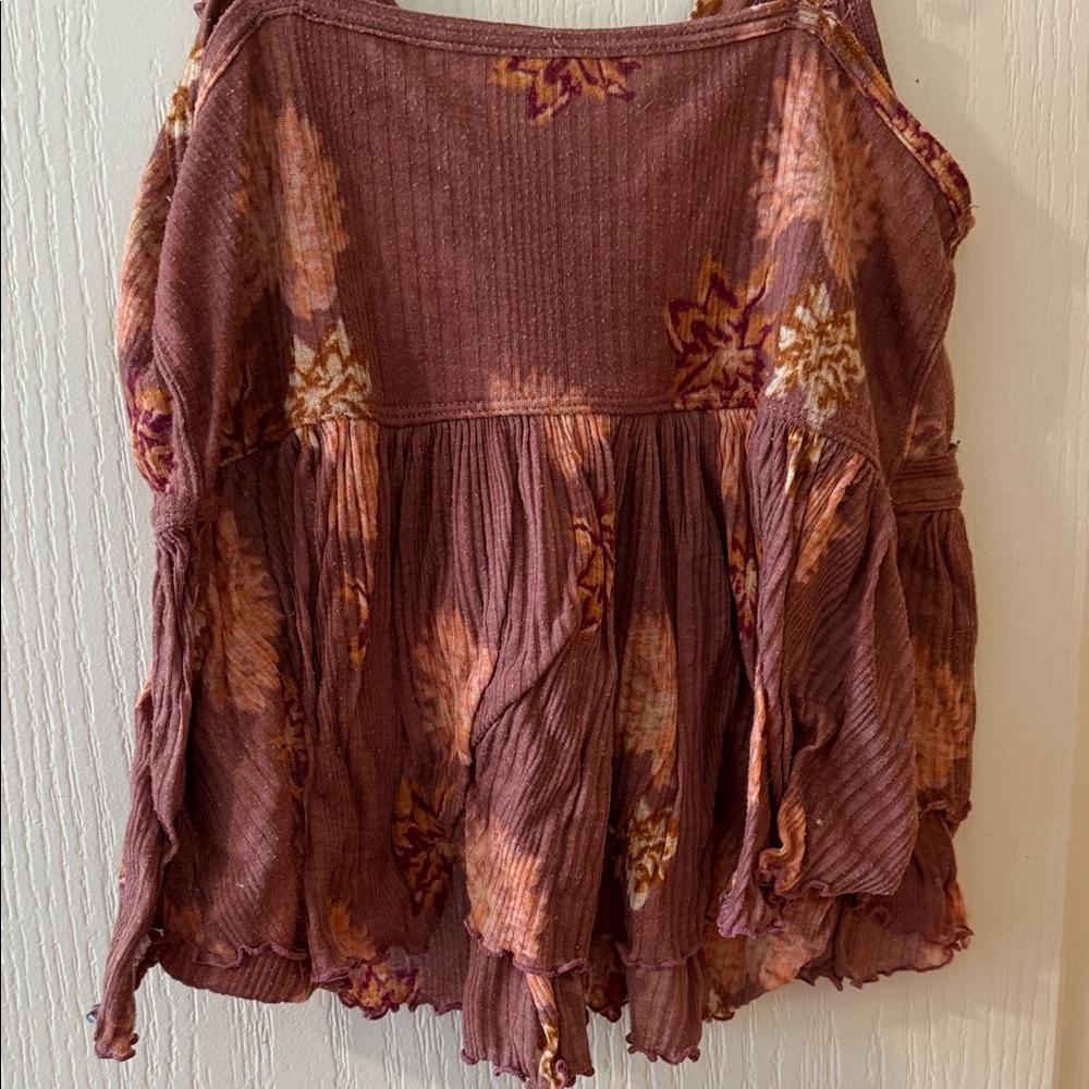 Free People Mauve Floral Ruffle Camisole - Picture 3 of 4